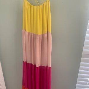 Express Tiered Colorblock Maxi Dress
